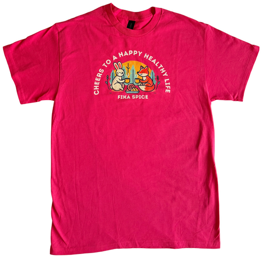 Cheers to a Happy Healthy Life T-Shirt - Pink