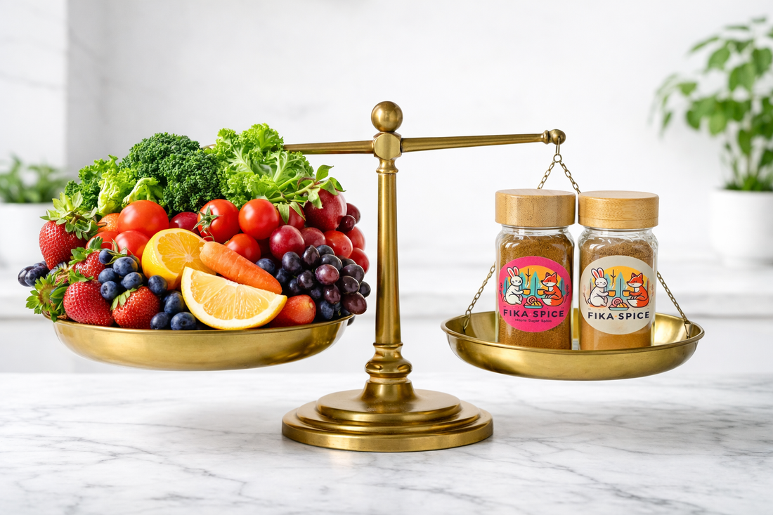 This image is a visual illustration of plant-based variety and is not intended to represent exact quantities or nutritional equivalence.