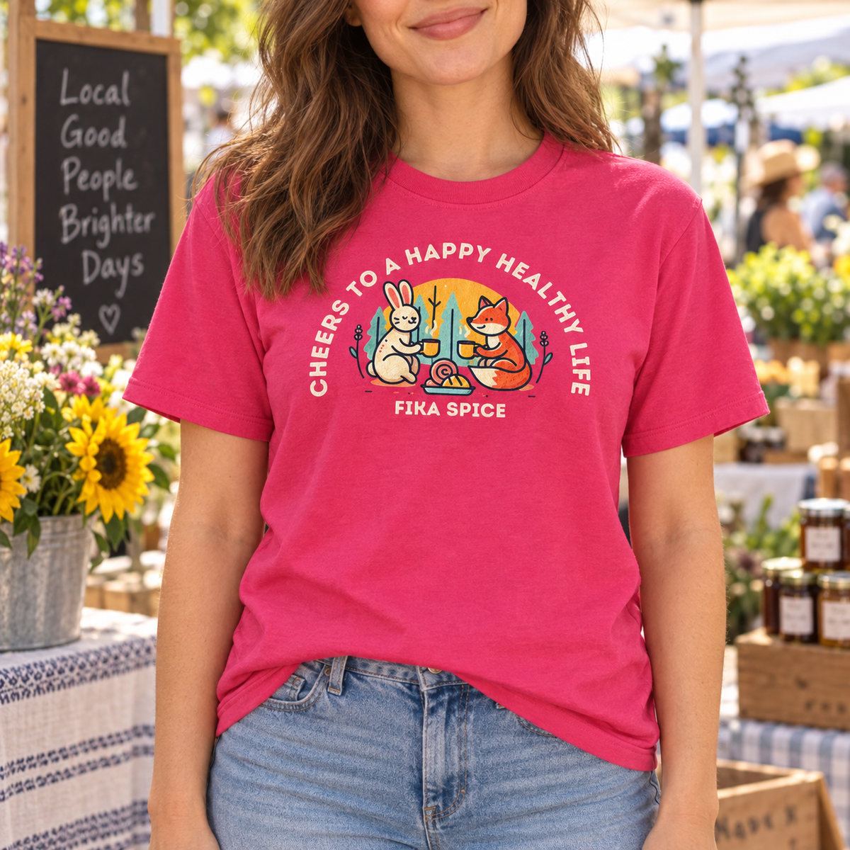 Cheers to a Happy Healthy Life T-Shirt - Pink