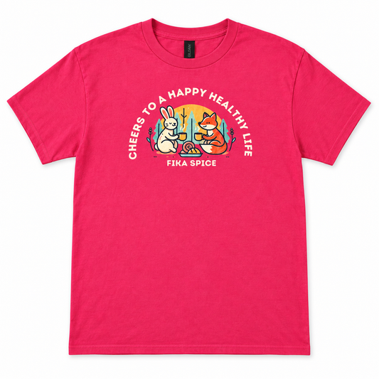 Cheers to a Happy Healthy Life T-Shirt - Pink