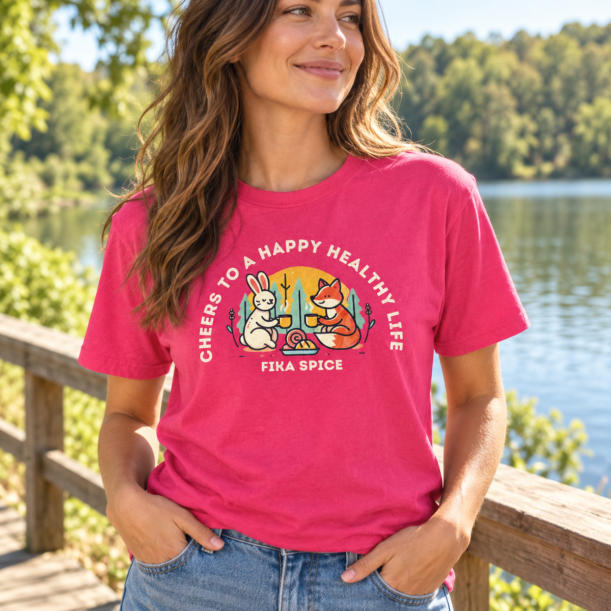 Cheers to a Happy Healthy Life T-Shirt - Pink