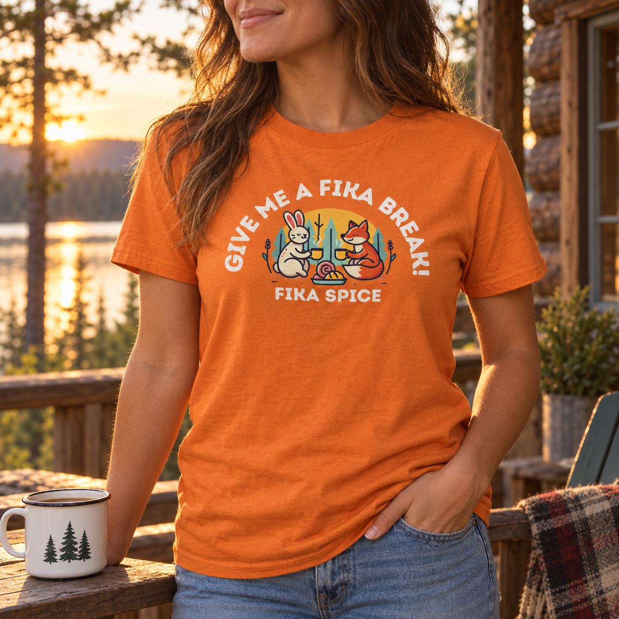 Give Me a Fika Break! T-Shirt - Orange