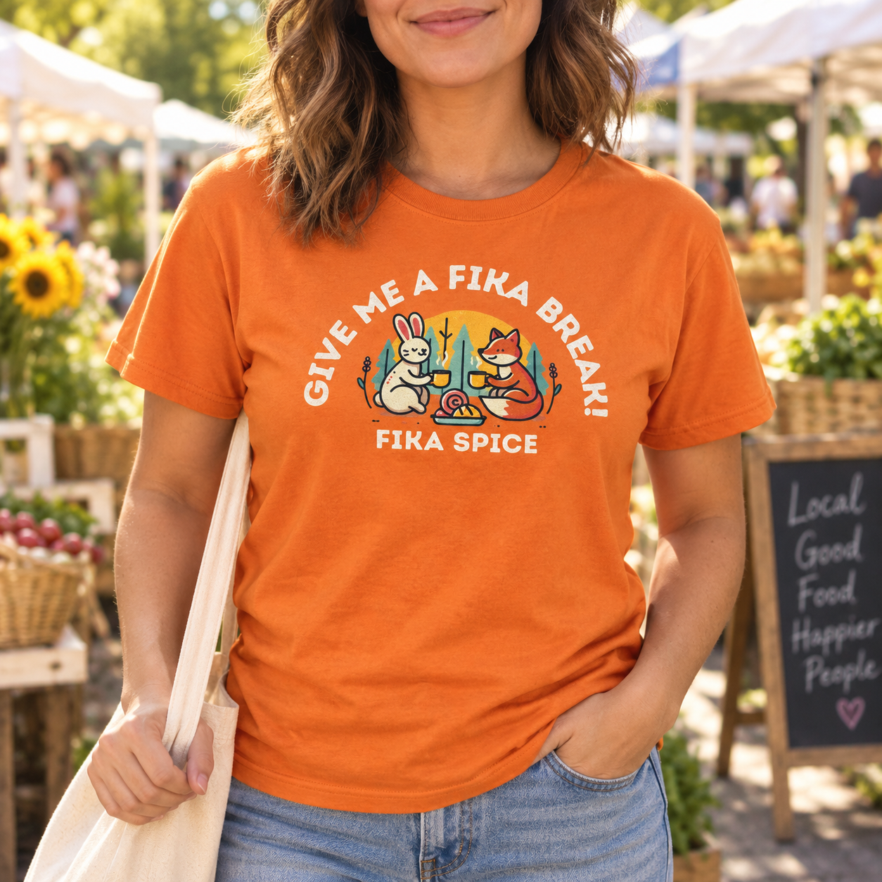 Give Me a Fika Break! T-Shirt - Orange